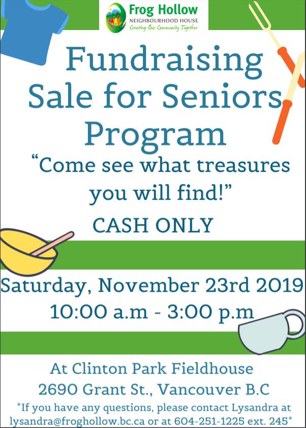 Fundraising Sale for Seniors Programs